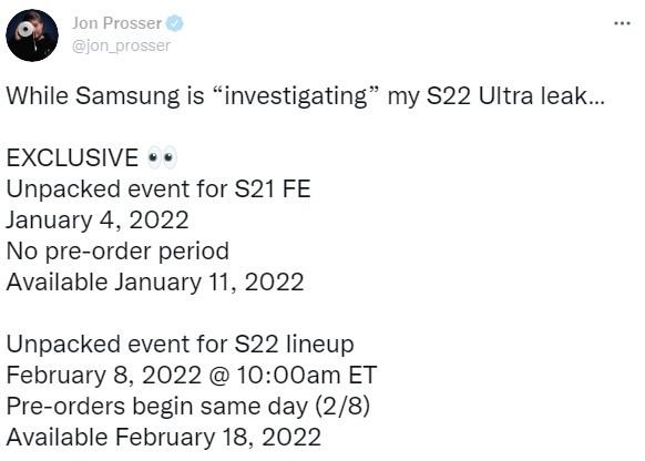 三星Galaxy S22系列Unpacked發布活動定于美國東部時間2月8日