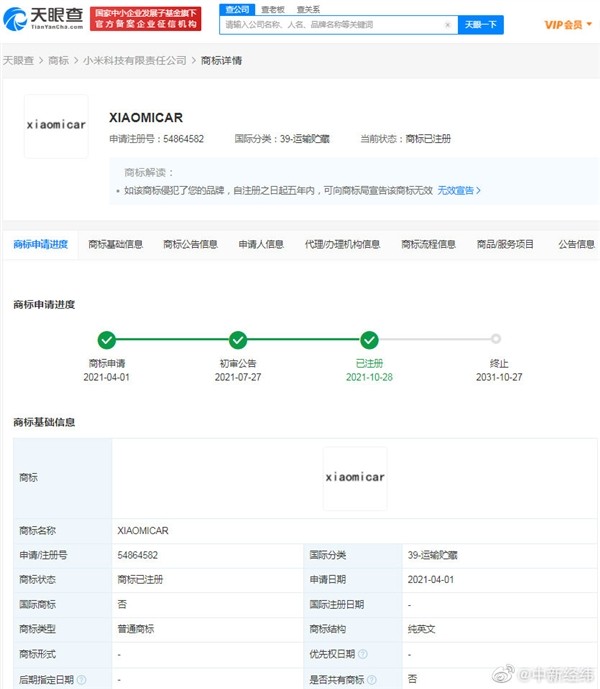 小米汽车多个商标获批 雷总宣布小米汽车在2024年上半年量产