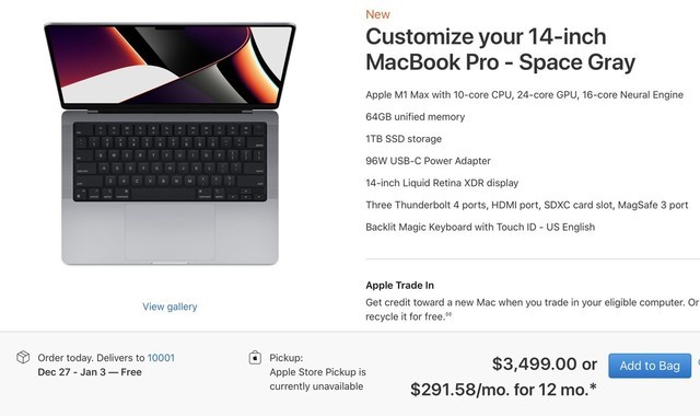 新款MacBook Pro部分配置仍然供不應求 部分配置延期到明年發貨